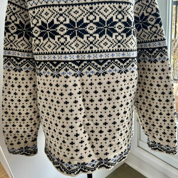 L.L.Bean Vintage Ivory & Black Pure Lambswool Nordic Heritage Cardigan – US XL - Picture 7 of 13